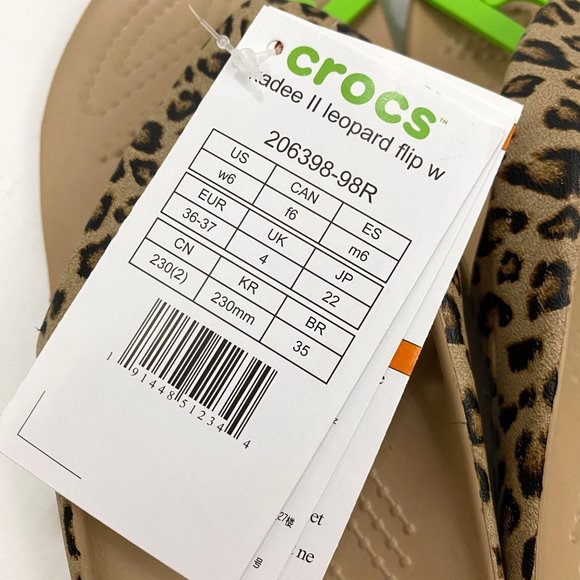 Crocs Kadee II Leopard Flip Flop Thong Sandals Women 6 - Picture 9 of 12